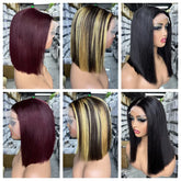 2x6/ 4x4/ 5x5/13x4 Double Drawn Bob Wig Straight